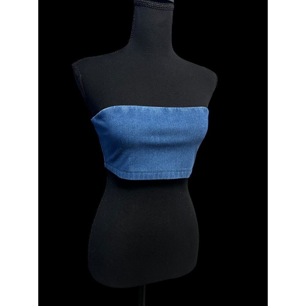 SUSANA MONACO Denim mico tube Strapless Bandeau Top COUNTRY CONCERT SUMMER